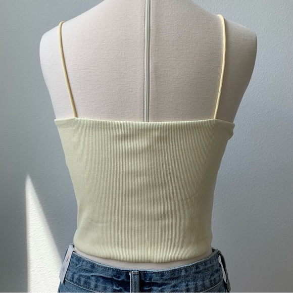 Round Neck Bungee Strap Rib Knit Tank Top - Butter - Picture 6 of 10